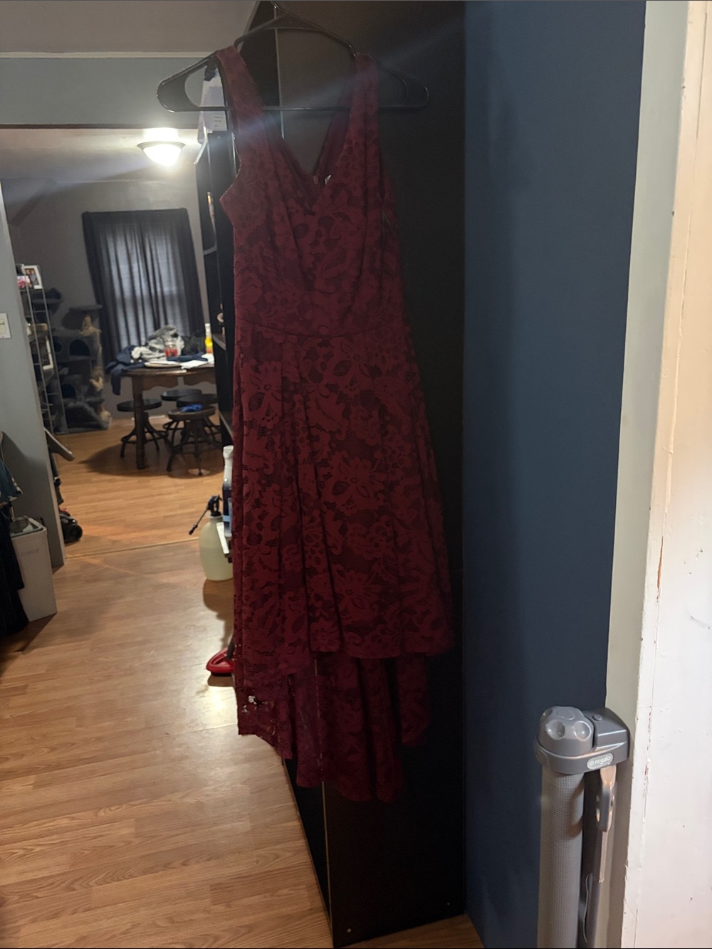 Elegant Burgundy Lace High-Low Dress
